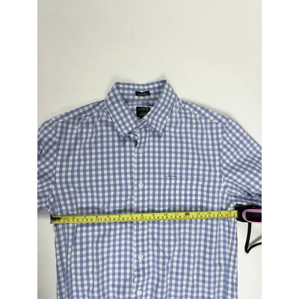 J.Crew Flex Washed Slim Untucked Button-Down Shirt  Periwinkle Gingham Preppy S